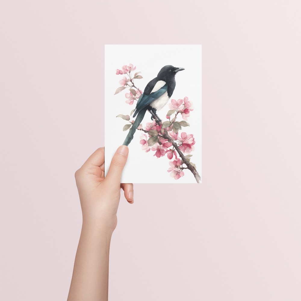 COPY - Watercolor Magpie Bird Wall Art Print, Unframed - Elegant Nature-Inspire… - Picture 4 of 5